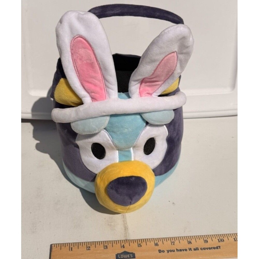 Bluey Plush Easter Egg Basket Puppy Ruz Character w/ Handle EUC
